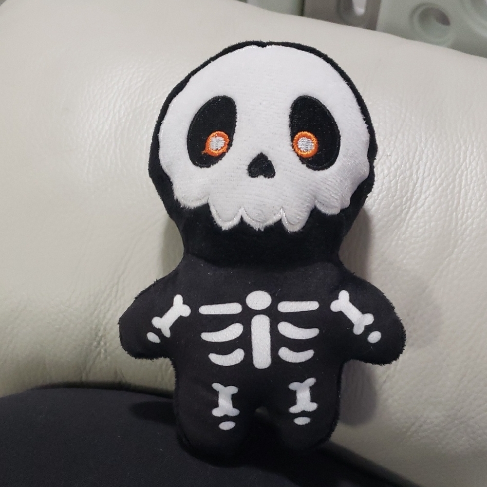 Skeleton Plush Dog Toy - Black and White